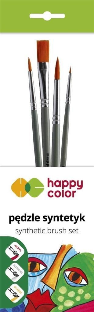 Zestaw pędzli syntetycznych B 4szt HAPPY COLOR