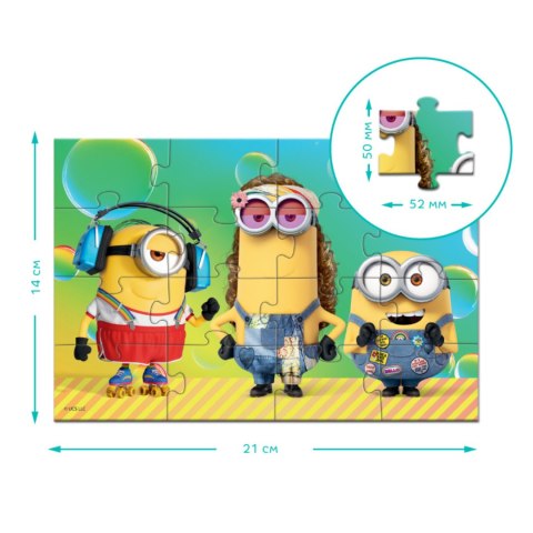 PUZZLE MAGNETYCZNE "MINIONKI" 16 KOLOROWYCH ELEMENTÓW DO UŁOŻENIA