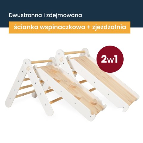 Wielofunkcyjna Drabinka 2w1 Drewniana Zjeżdżalnia Ścianka Wspinaczkowa Dwus