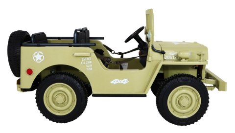 Autko Wojskowe Retro Strong dla 3 dzieci Matcha + Napęd 4x4 + Schowki + EVA