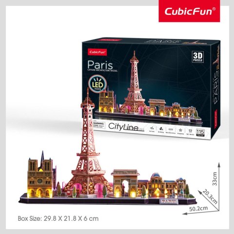 CUBIC FUN PUZZLE 3D CITY LINE LED PARYŻ - L525H