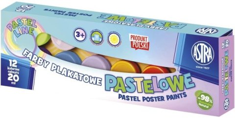 Farby plakatowe ASTRA pastelowe 12 kolorów - 20ml