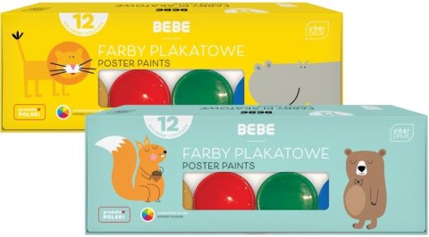 Farby plakatowe INTERDRUK BB KIDS 12 kolorów 20ml