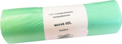 Worki BIO Biodegradowalne Kompostowalne 60L 15 szt. Zielony