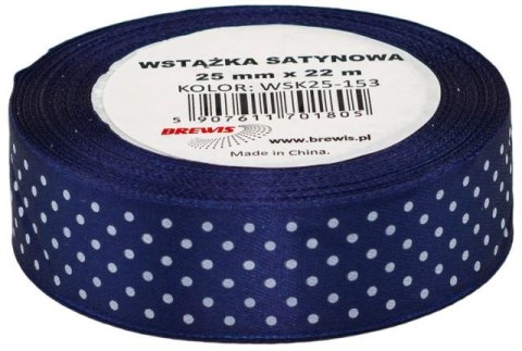 Wstążka satynowa BREWIS kropki 25mm WSK25-153