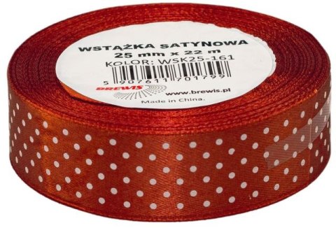 Wstążka satynowa BREWIS kropki 25mm WSK25-161