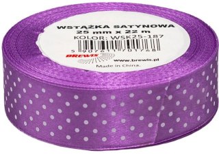 Wstążka satynowa BREWIS kropki 25mm WSK25-187