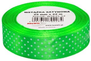 Wstążka satynowa BREWIS kropki 25mm WSK25-52