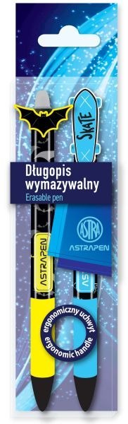 Długopis automatyczny wymazywalny ASTRAPEN z gumowym uchwytem 0, 5mm SKATE x BATS - 2 szt. PET box