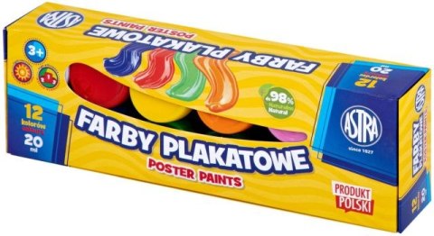 Farby plakatowe ASTRA 12 kolorów 20ml