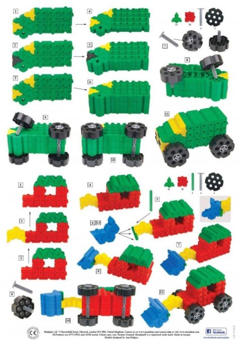 Morphun 12 Pojazdów 150 el. - Klocki konstrukcyjne