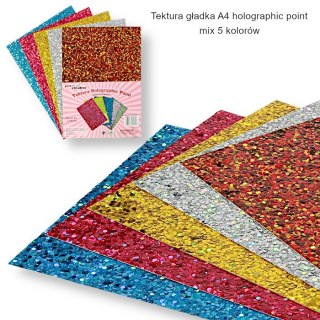 TEKTURA GŁADKA A4 HOLOGRAPHIC POINT MIX 5 KOLORÓW a5