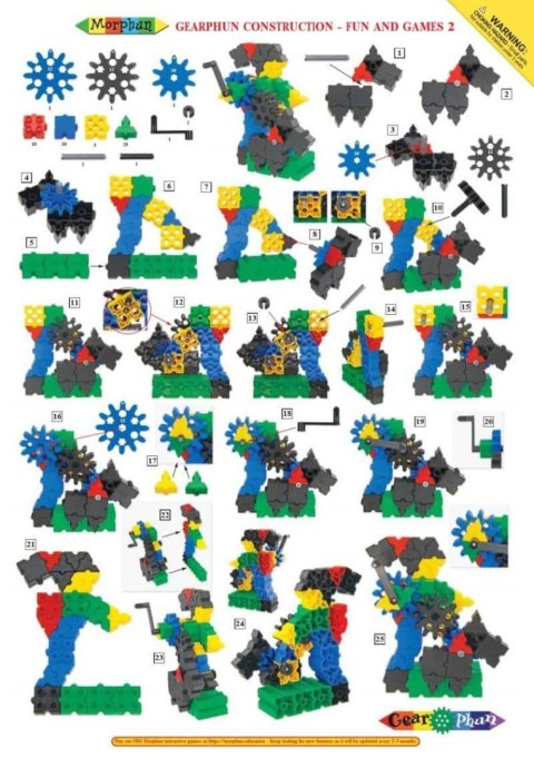 Morphun GearPhun Gry i Zabawy 186 el. - Klocki konstrukcyjne