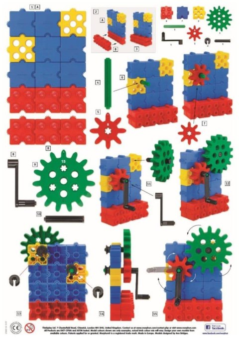 Zestaw klocków konstrukcyjnych Morphun GearPhun 304 el. + Instrukcje 60 str. A4