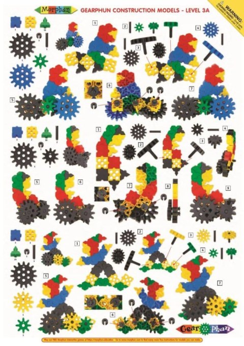 Zestaw klocków konstrukcyjnych Morphun GearPhun 304 el. + Instrukcje 60 str. A4