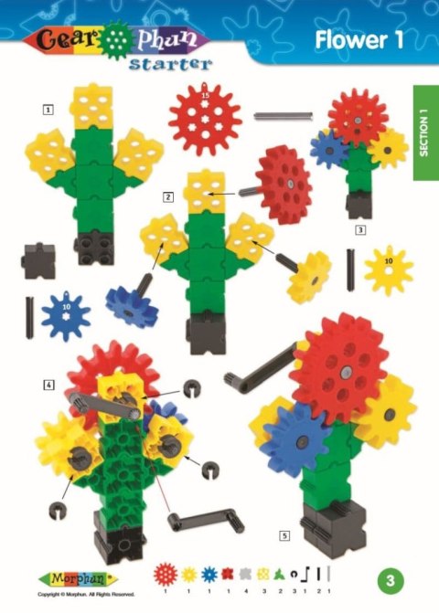 Zestaw klocków konstrukcyjnych Morphun GearPhun 304 el. + Instrukcje 60 str. A4