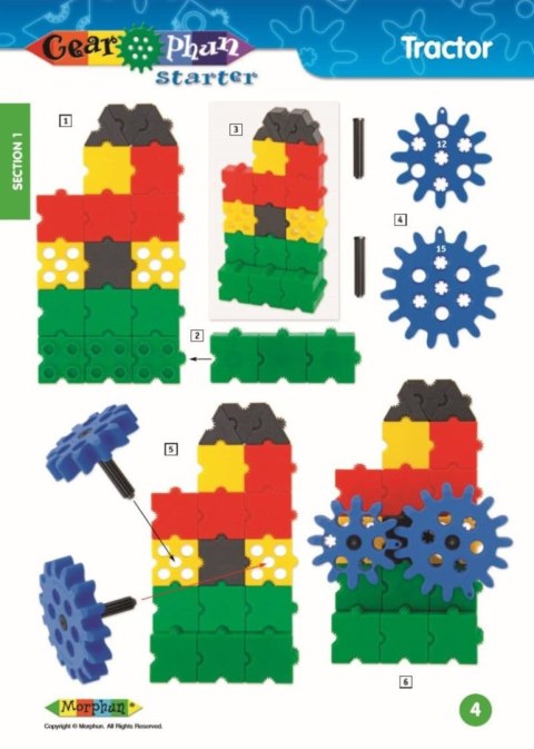 Zestaw klocków konstrukcyjnych Morphun GearPhun 304 el. + Instrukcje 60 str. A4