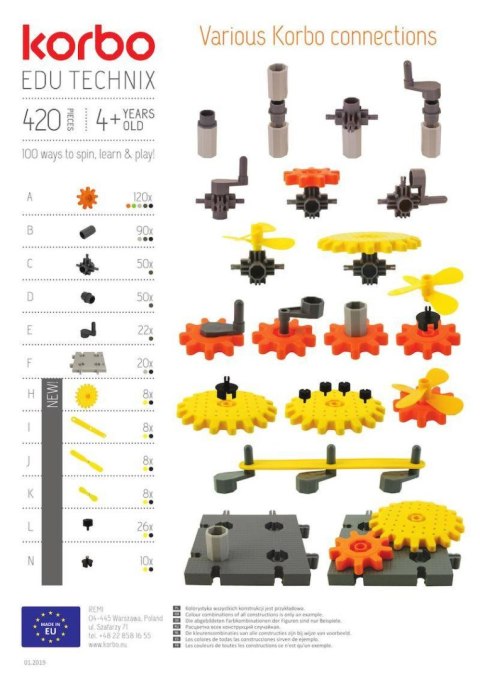 Klocki konstrukcyjne Korbo EDU Technix 420 el.