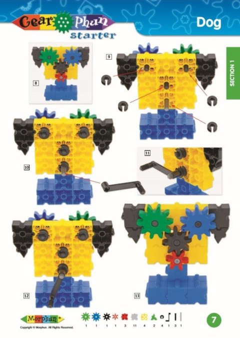 Zestaw klocków konstrukcyjnych Morphun GearPhun 500 el. + Instrukcje 60 str. A4