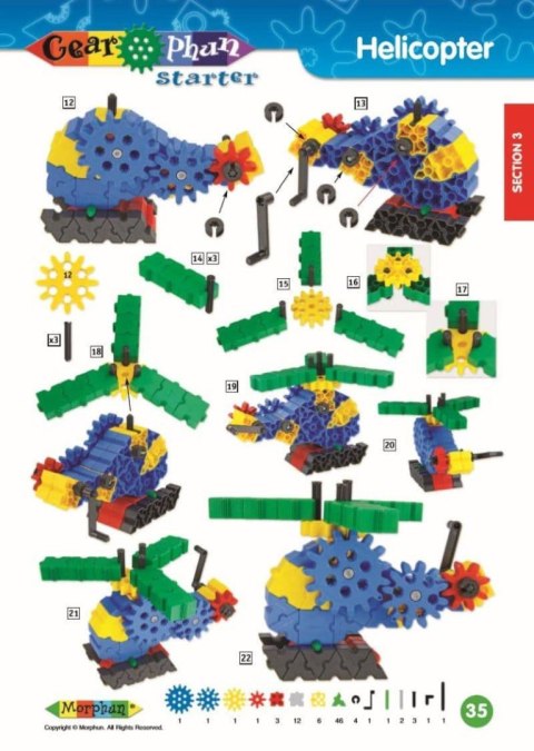 Zestaw klocków konstrukcyjnych Morphun GearPhun 500 el. + Instrukcje 60 str. A4