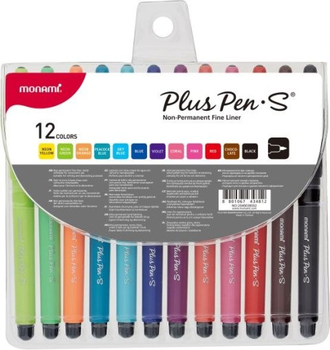 Cienkopis MONAMI Plus Pen S 0.4 mm - zestaw 12 kolorów