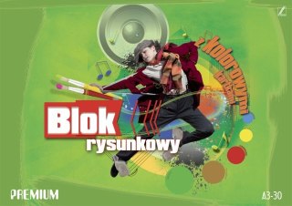 Blok rysunkowy kolorowy A3 30k. 80g KRESKA Premium