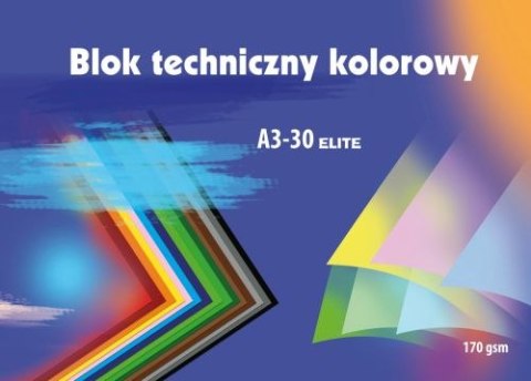 Blok techniczny kolorowy ELITE A3-30