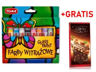 Farby witrażowe GLASS PAINT - 9 kolorów + konturówka + folie mix HURT