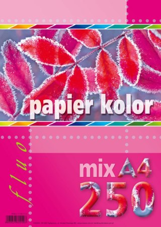 Papier ksero kolorowy A4 250k. KRESKA mix fluo