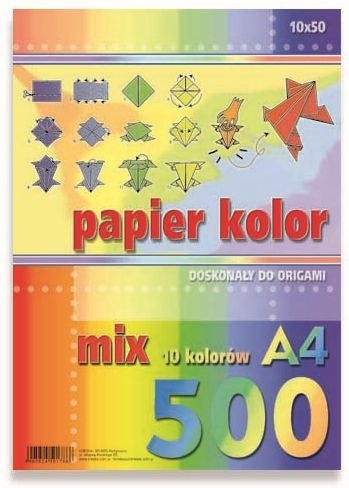 Papier ksero kolorowy A4 500k. KRESKA mix 10 kolorów 80g