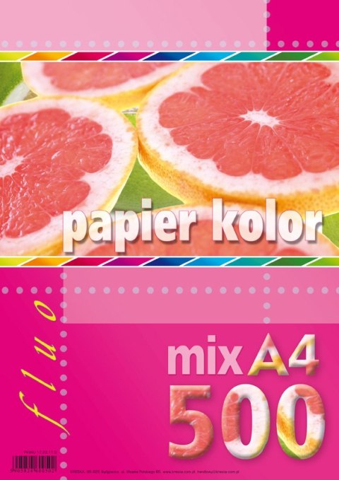 Papier ksero kolorowy A4 500k. KRESKA mix fluo