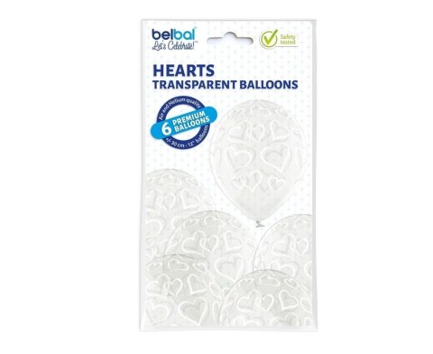 Balony transparentne serca 30,5cm 6szt