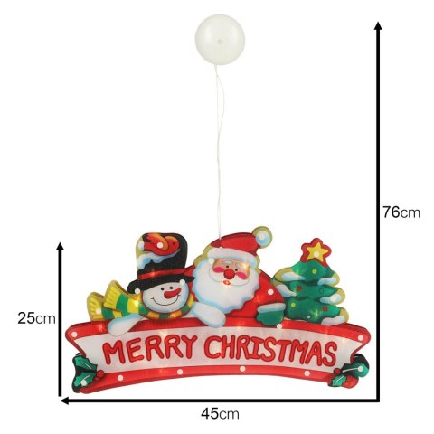 Lampki LED wisząca dekoracja okna świąteczna Merry Christmas XXL 45cm