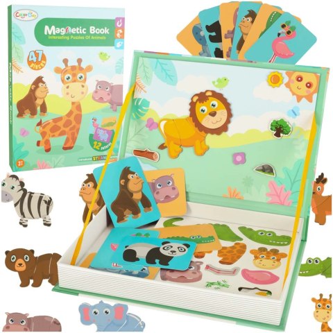 Książeczka magnetyczna układanka puzzle na magnes zwierzęta safari 47el.