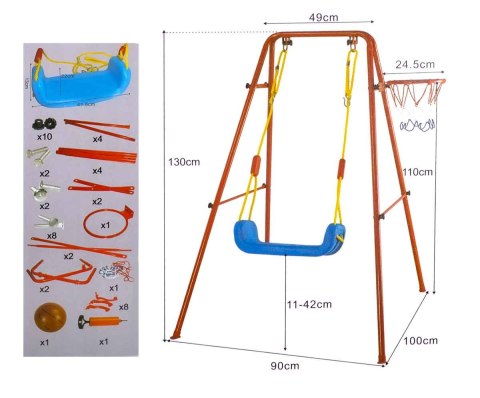 Huśtawka + Kosz do gry z piłką na metalowej ramie