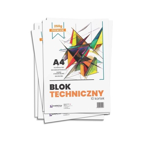 Blok techniczny A4 biały premium 250g (10szt)