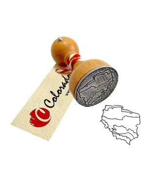 Stempel mapa Polski - pasy rzeźby terenu