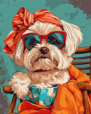 Malowanie po numerach - Stylowy Shih tzu 40x50cm