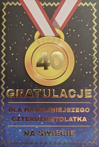 Karnet Urodziny 40 medal męskie