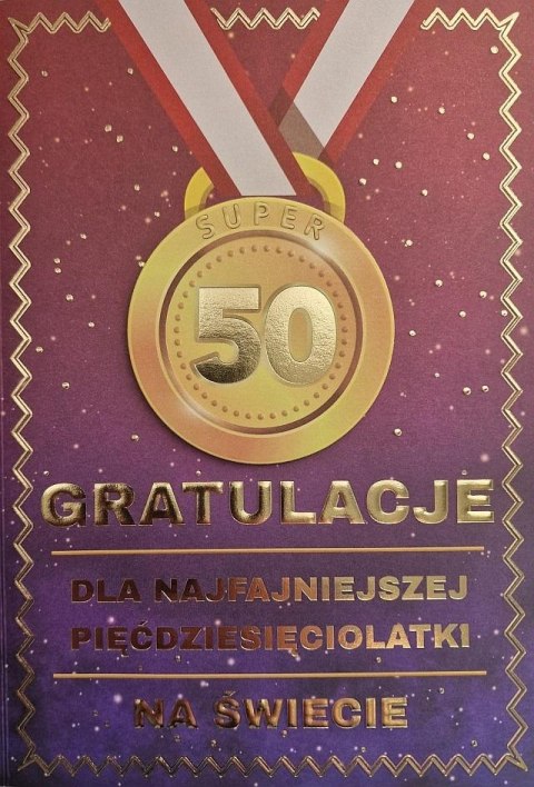 Karnet Urodziny 50 medal damskie