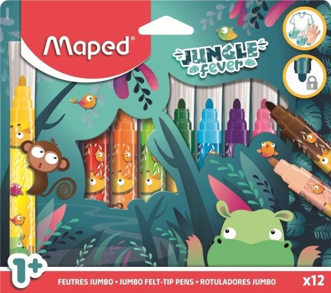 Flamastry Jumbo Jungle Fever 12szt MAPED