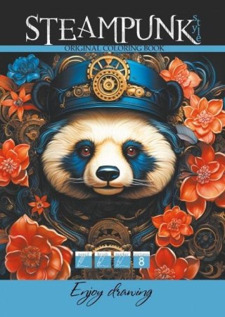 Kolorowanka A4 8 obrazków Steampunk Panda