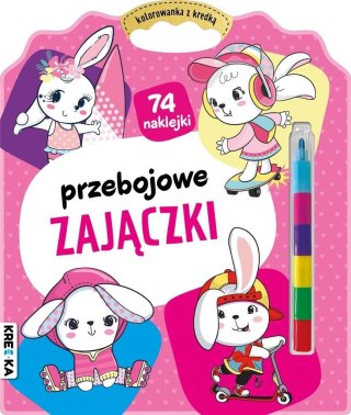 Kolorowanka z kredką. Przebojowe zajączki