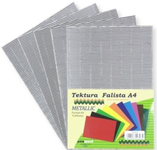 Tektura A4 falista metallic srebrna 5szt