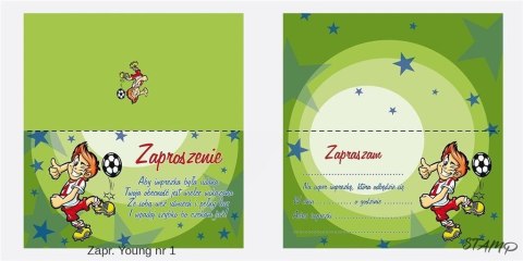 Zaproszenia Young Chłopiec wzór nr 01 10szt