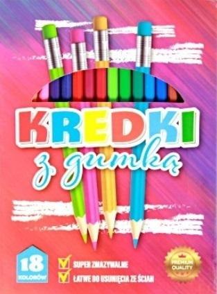 Kredki ołówkowe z gumką 18 kolorów Kredki ołówkowe z gumką 18 kolorów