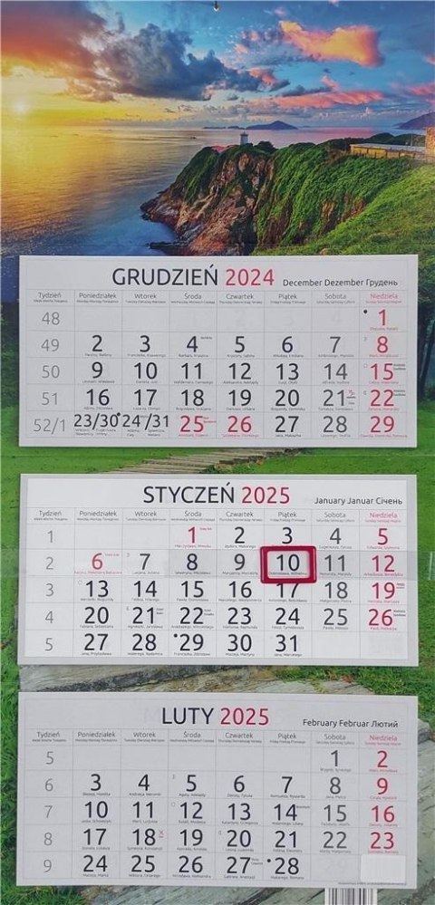 Kalendarz 2025 trójdzielny Klif