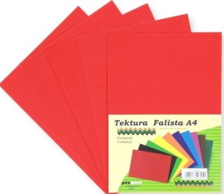 Tektura A4 falista czerwona 5szt