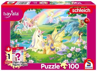 Puzzle 100 Magiczne jednorożce + figurkab G3