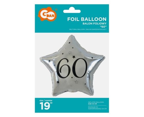 Balon foliowy 60-tka gwiazda srebrna